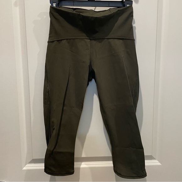 Lululemon Train Times Crop Leggings Dark Olive - Picture 4 of 9